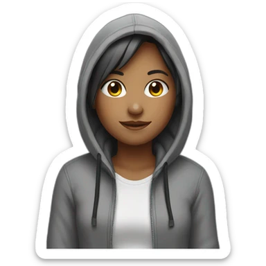 Girl with hoddie and headphones  sticker