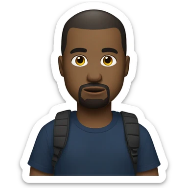 kanye west wearing a dark blue T-shirt, holding a bi gyellow notepad sticker