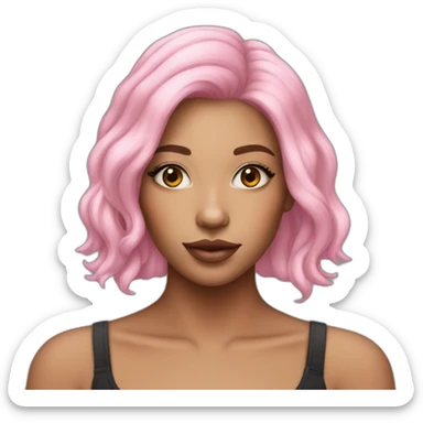 Girl with pink hair and lip filler sticker