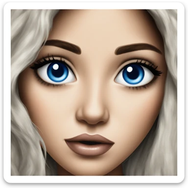 beautiful blue eyed brunette painting on canvas sticker