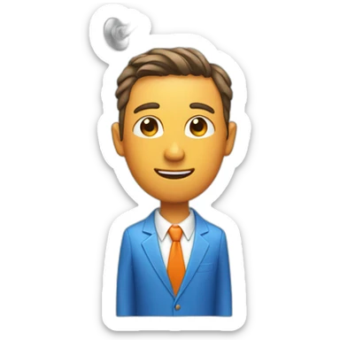 A man wearing blue and orange suit taking a shower sticker