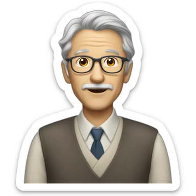 50 years professor with gray hair no beard or mustache sticker