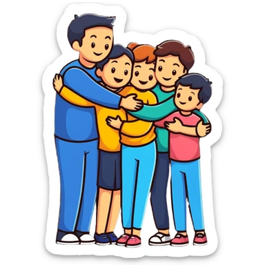 loving family group hug sticker