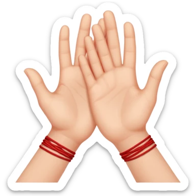 Dos manos entrelazadas con una hilo rojo sticker