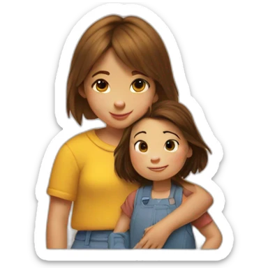 Winnie pooh and a girl with brown hair  sticker