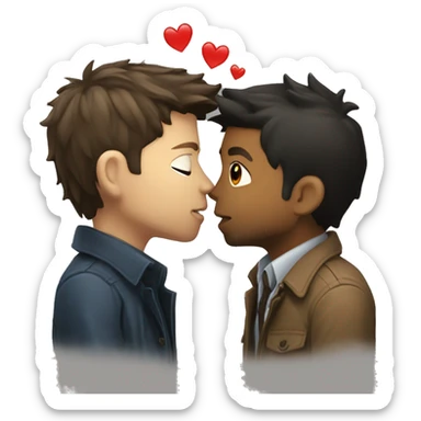 dean winchester kissing castiel sticker