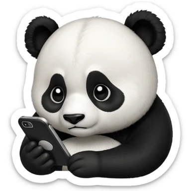 Create a sad panda looking at phone sticker