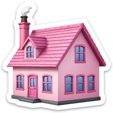 Pretty pink cartoon house sticker