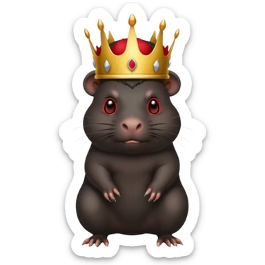 full body black guinea pig, red eyes, demon crown, menacing stance sticker