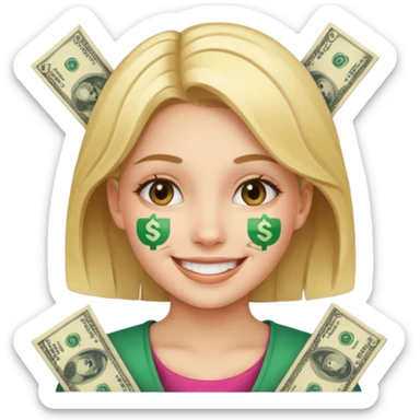 Money smiley face girly  sticker