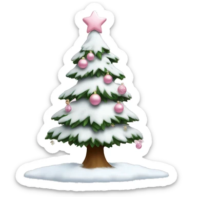 Chrismas tree with snow and baby pink ornaments  sticker