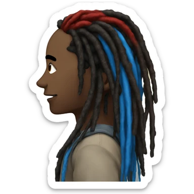 Blue an red heart combined with black and brown dreads  sticker