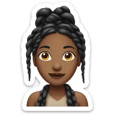 black woman with black braids and lashes sticker