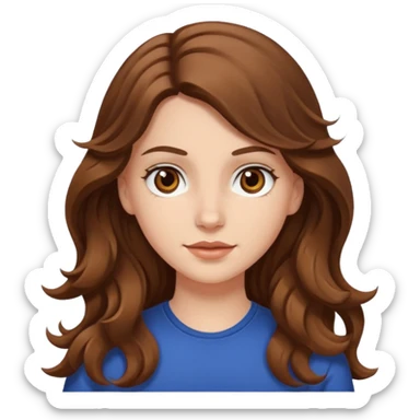 white girl with long wavy brown hair with brown eyes sticker