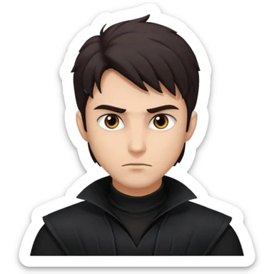 Shadow Moon (Male) from American Gods with dark brown hair, black outfit sticker