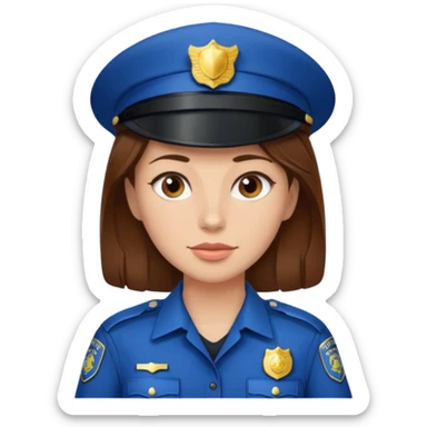 police woman with brown hair and bright skin sticker