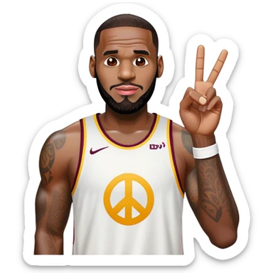 lebron james peace sign with tounge out sticker