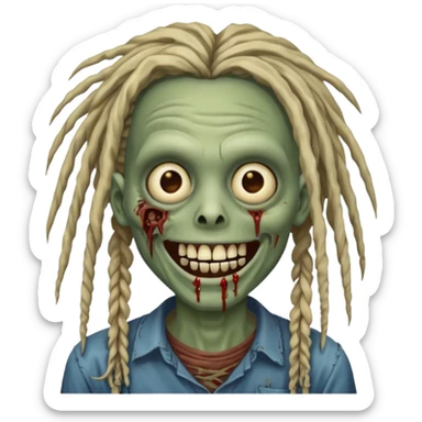 zombie with dreads with braces smiling  sticker