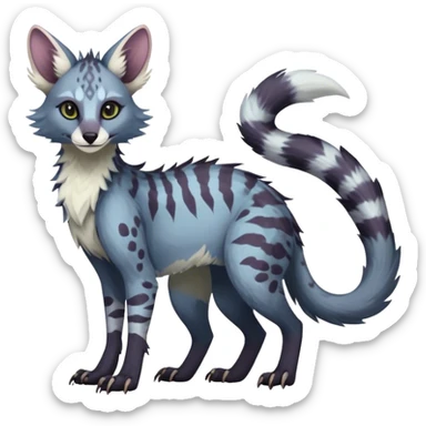 Feral Rare Fantasy dark pastel Vernid-Sergal-Genet-Trico-species by LiLaiRa, random markings, tufted ears, full body sticker