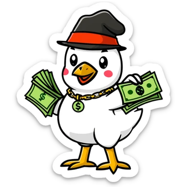 cool chicken gangster with money and bling sticker