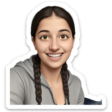 smiling girl in dark hoodie sticker