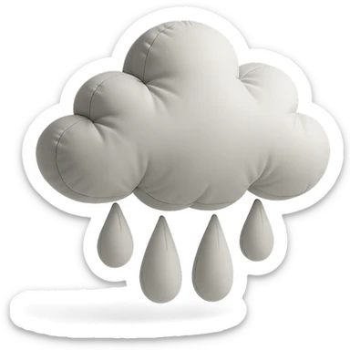 rain cloud with raindrops, plush cushion style sticker