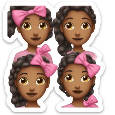 Sisters with pink bows sticker