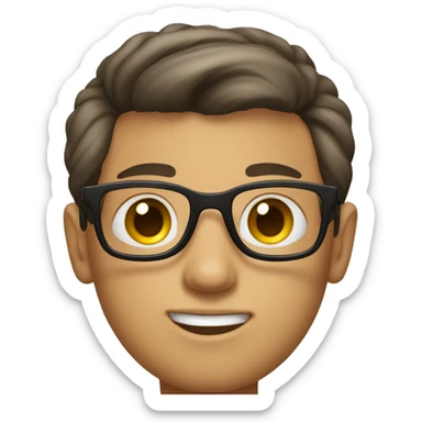 create teenage boy, with big eyes, slicked back hair and glasses sticker