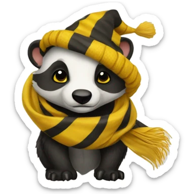 hufflepuff badger with hogwarts scarf sticker