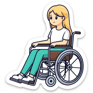 Long haired blonde women pushing her Brown haired son in a wheelchair  sticker