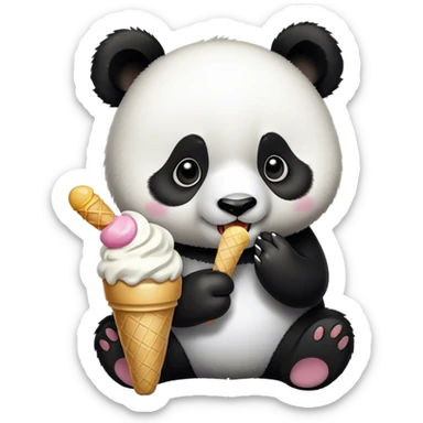 Panda eating ice cream sticker