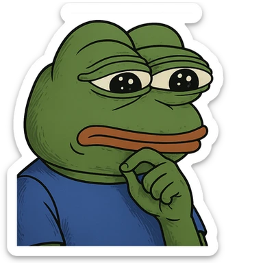 pepe the frog with a thoughtful expression sticker
