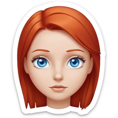 chica blanca ojos azules pelirroja pelo liso sticker