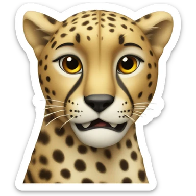 A cheetah holding a sigh that says glomour  sticker