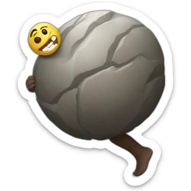 Sisyphus carrying a laughing emoji sticker