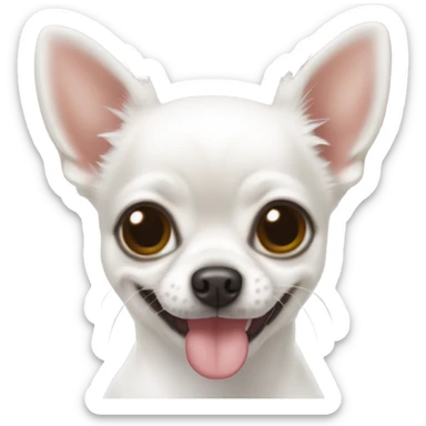 Perrito chihuahua color blanco completamente con lengüita de fuera y sonrisa  BARRIGON sticker