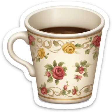 vintage fancy Coffee cup sticker