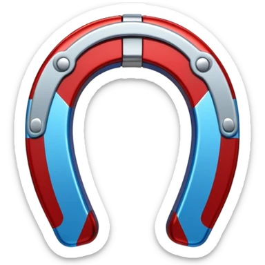 mettalic red blue horseshoe magnet sticker