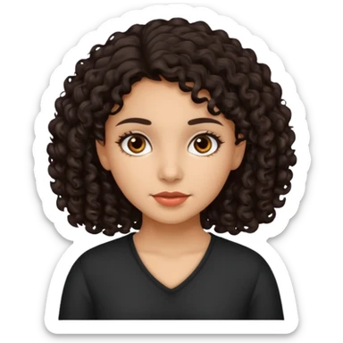 hispanic girl with brown eyes and dark curly hair sticker