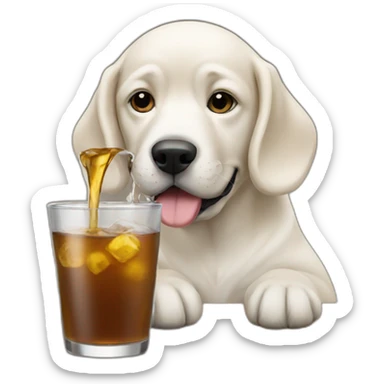 dog drinking a dog sticker