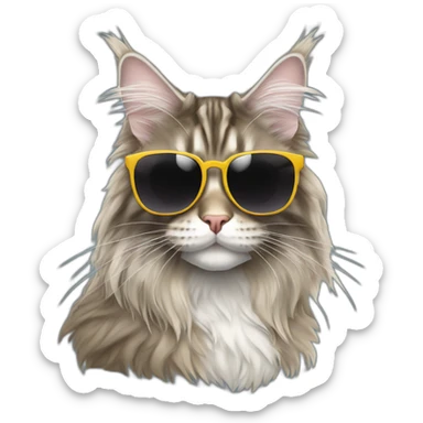 Female maine coon with sunglasses sticker