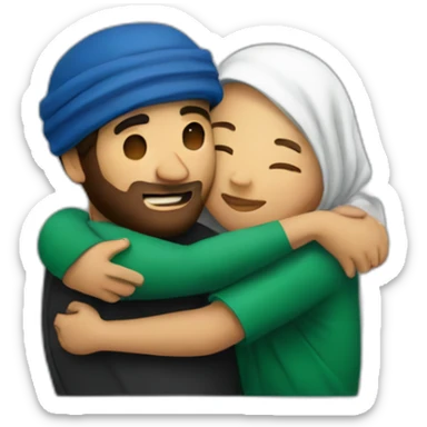 israelian and palestinian hugging sticker