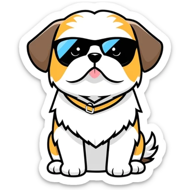 Shihtzu with sunglasses  sticker