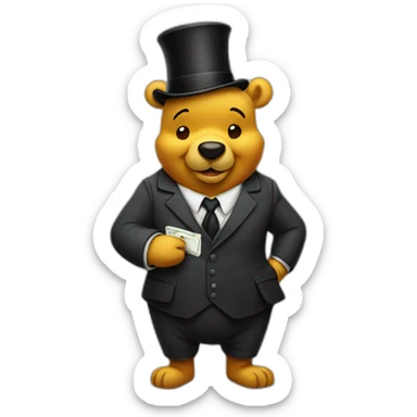 winne the pooh as a banker with mustache and monocle sticker
