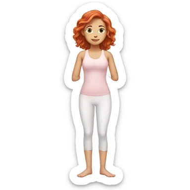 Redhead yoga girl light pink clothes n sticker