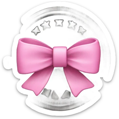 a coin with a pink bow in the center sticker
