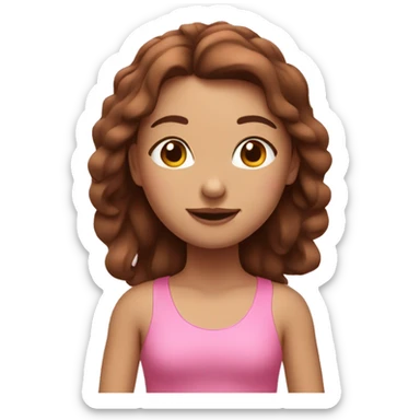 Pink girl in yoga with brown hair  sticker