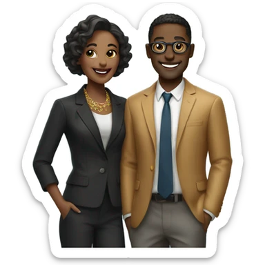smiling duo in stylish attire sticker