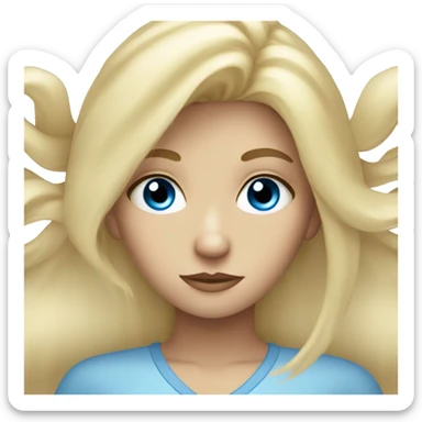  blonde girl with blue eyes doing eye roll sticker