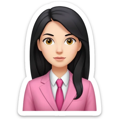 Business chlothes pink woman caucasian long black hair girl sticker
